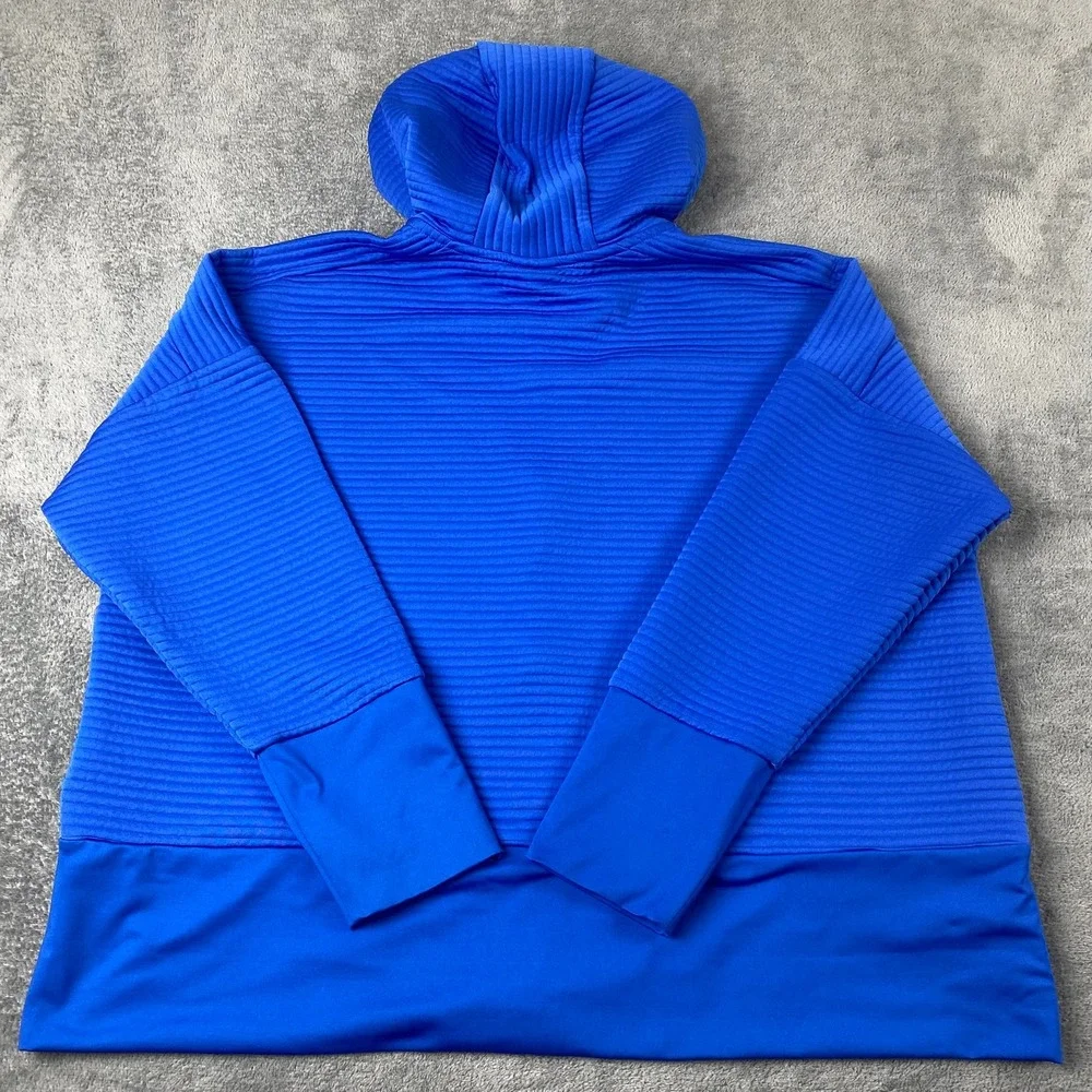 Nike Womens XL Full Zip Hoodie Blue Ribbed Dri-Fit Textured Sportswear Jacket